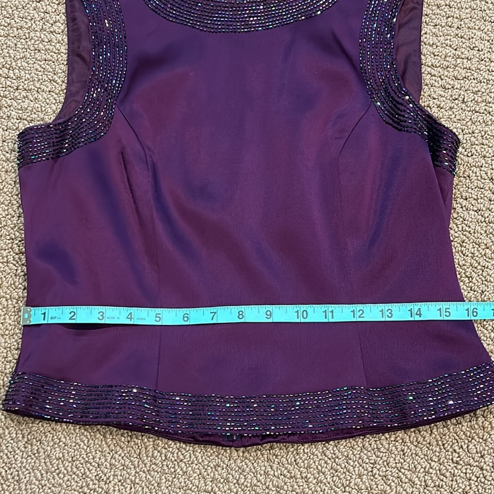 Jovani Vintage Purple Silk Beaded 3 piece Wedding Mother Dress Suit size 10 - Picture 11 of 17
